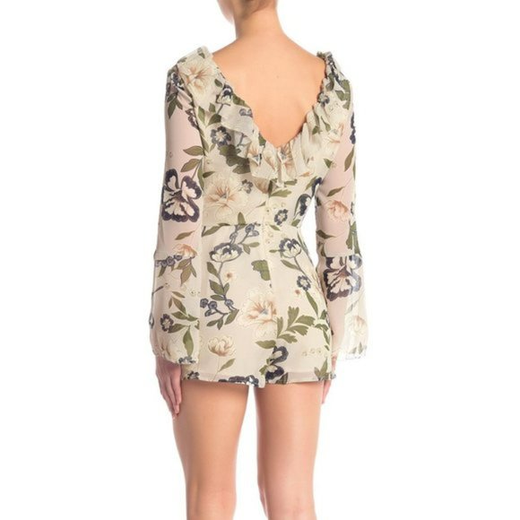 NWT BB Dakota Chiffon Printed Long Sleeve Romper. Antique floral printed chiffon - Picture 8 of 8
